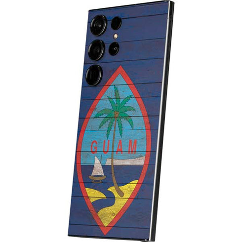Guam Flag Dark Wood Galaxy S25 Ultra Skin